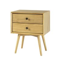 Walker Edison - 25” Modern Solid Wood 2 Drawer Nightstand - Light Oak - Angle