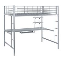 Walker Edison - Premium Metal Full Size Loft Bed with Wood Workstation - Silver - Angle