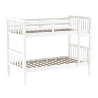 Walker Edison - Solid Wood Twin over Twin Mission Design Bunk Bed - White - Angle