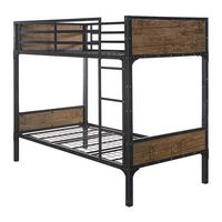 Walker Edison - Rustic Industrial Twin over Twin Wood Bunk Bed - Black - Angle