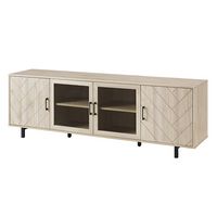 Walker Edison - Modern Herringbone TV Stand for TVs up to 80” - Birch - Angle