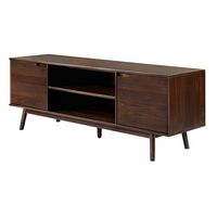 Walker Edison - Modern 2 Door Solid Wood TV Stand for TVs up to 80” - Walnut - Angle