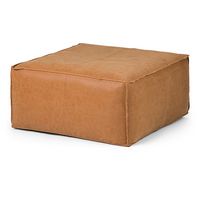 Simpli Home - Brody Large Square Coffee Table Pouf - Distressed Brown - Angle