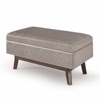 Simpli Home - Owen Small Rectangular Storage Ottoman - Distressed Grey Taupe - Angle