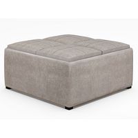 Simpli Home - Avalon Square Coffee Table Storage Ottoman - Distressed Grey Taupe - Angle