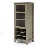 Simpli Home - Avalon High Storage Wine Rack Cabinet - Distressed Grey - Angle