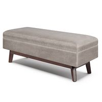 Simpli Home - Owen Rectangular Storage Ottoman - Distressed Grey Taupe - Angle