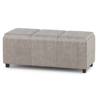 Simpli Home - Avalon Storage Ottoman - Distressed Grey Taupe - Angle