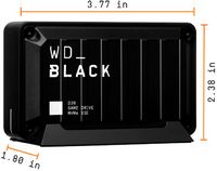 WD - D30 2TB Game Drive for PlayStation and Xbox External USB Type-C Portable SSD - Black - Angle