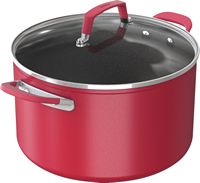 Ninja - NeverStick Vivid 8-Quart Stock Pot with Glass Lid - Crimson Red - Angle