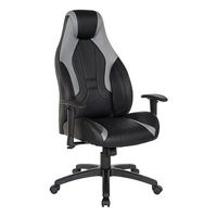 OSP Home Furnishings - Commander Gaming Chair in Black Faux Leather and Grey Accents - Gray - Angle