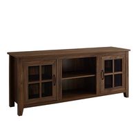 Walker Edison - 58” Farmhouse 2 Door TV Stand for TVs up to 65” - Dark brown - Angle
