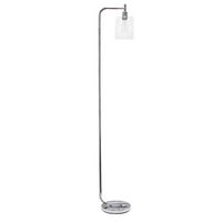 Simple Designs - Modern Iron Lantern Floor Lamp with Glass Shade - Chrome - Angle