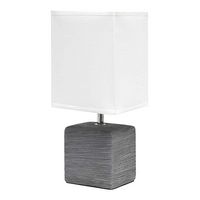 Simple Designs - Petite Faux Stone Table Lamp with Fabric Shade - Gray base/White Shade - Angle