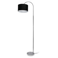 Simple Designs - Arched Brushed Nickel Floor Lamp - Brushed Nickel base/Black shade - Angle