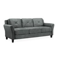 Lifestyle Solutions - Hamburg Rolled Arm Sofa - Dark Grey - Angle