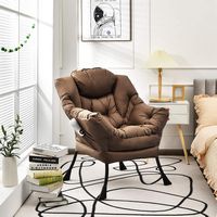 Costway - Modern Polyester Lazy Sofa Chair with Side Pocket - Brown - Angle