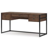 Simpli Home - Richmond solid acacia wood Modern Industrial 60 inch Wide Desk - Rustic Natural Age... - Angle