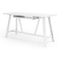 Simpli Home - Dylan solid wood Industrial 60 inch Wide Writing Office Desk - White - Angle
