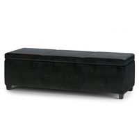 Simpli Home - Avalon Extra Large Storage Ottoman Bench - Midnight Black - Angle