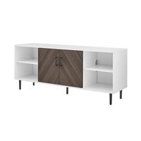 Walker Edison - Bookmatch Door TV Stand for Most TVs up to 65” - Ash Brown Bookmatch/ Solid White - Angle