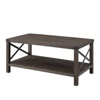 Walker Edison - 40” Farmhouse Metal-X Coffee Table - Sable - Angle