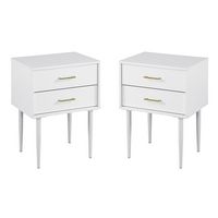 Walker Edison - 2-Piece Mid-Century 2-Drawer Side Table Set - White - Angle