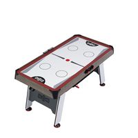 Hall of Games - 66 inch Air Powered Hockey Table and Tennis Top - Wood Grain/Red - Angle