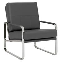 Studio Designs - Allure Leather and Chrome Armchair - Smoke - Angle