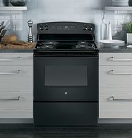 GE - 5.0 Cu. Ft. Freestanding Electric Range - Black - Angle