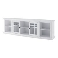 Walker Edison - Classic Glass-Door TV Stand for most TVs up to 88” - White - Angle