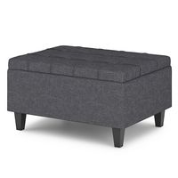 Simpli Home - Harrison Small Coffee Table Storage Ottoman - Slate Grey - Angle