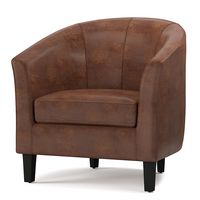 Simpli Home - Austin 30 inch Wide Tub Chair - Distressed Saddle Brown - Angle