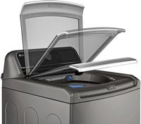 LG - 5.5 Cu. Ft. High Efficiency Smart Top Load Washer with TurboWash3D - Graphite Steel - Angle