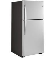 GE - 19.2 Cu. Ft. Top-Freezer Refrigerator - Stainless Steel - Angle