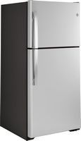 GE - 21.9 Cu. Ft. Garage-Ready Top-Freezer Refrigerator - Stainless Steel - Angle