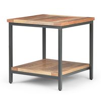 Simpli Home - Skyler SOLID MANGO WOOD and Metal 22 inch Wide Square Industrial End Table in - Nat... - Angle