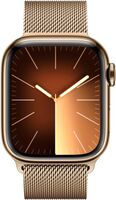 Apple Watch Series 9 (GPS + Cellular) 41mm Gold Stainless Steel Case with Gold Milanese Loop with... - Angle