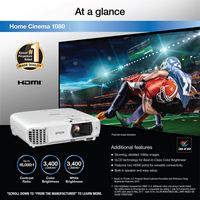 Epson - Home Cinema 1080 1080p 3LCD Projector - White - Angle