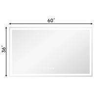 LOVMOR - 60 x 36 Inches Tempered Glass LED Bathroom Mirror with Anti-Fog & 3-Color Dimmable Light... - Angle