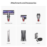 Dyson - V8 Cordless Vacuum with 6 accessories - Silver/Nickel - Angle