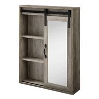 Walker Edison - Sliding Barn Door Hanging Wall Storage - Grey Wash - Angle