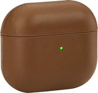 Insignia™ - Magnetic Leather Case for Apple AirPods (3rd Generation) - Brown - Angle