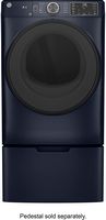 GE - 7.6 Cu. Ft. Stackable Smart Gas Dryer with Sanitize Cycle - Sapphire Blue - Angle