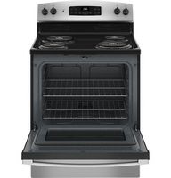 GE - 5.0 Cu. Ft. Freestanding Electric Range - Stainless Steel - Angle