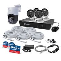 Swann - Professional 8-Channel, 5-Camera Indoor/Outdoor Wired 4K 2TB NVR Security System - White - Angle