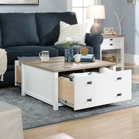 Sauder - Cottage Road Drawer Coffee Table - White/Tan - Angle