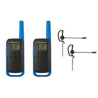 Motorola - T270 25-mile 22-Channel FRS 2-Way Radios Pair with IXTN4011AR Single Pin Earpiece - Bl... - Angle