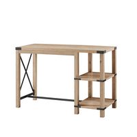 Walker Edison - Modern Farmhouse Metal and Wood Desk - White Oak - Angle