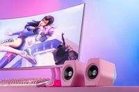 Edifier - G2000 2.0 Bluetooth Gaming Speakers with RGB Lighting (2-Piece) - Pink - Angle